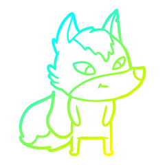 cold gradient line drawing friendly cartoon wolf