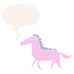 cartoon horse and speech bubble in retro style