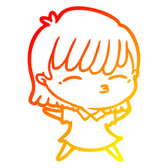 Fototapeta premium warm gradient line drawing cartoon woman
