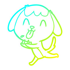 cold gradient line drawing cute cartoon dog