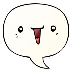 cute cartoon face and speech bubble in smooth gradient style