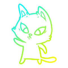 cold gradient line drawing confused cartoon cat