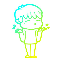 cold gradient line drawing cartoon curious boy