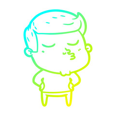 cold gradient line drawing cartoon model guy pouting