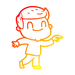 warm gradient line drawing cartoon friendly man