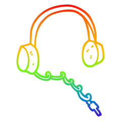 rainbow gradient line drawing cartoon headphones