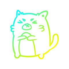 cold gradient line drawing angry cat