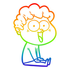 rainbow gradient line drawing cartoon happy man