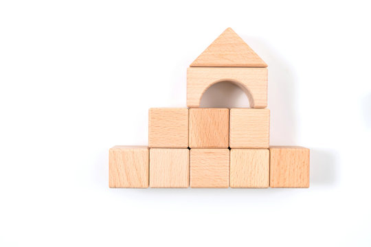 Model of the wooden house on white background