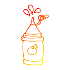warm gradient line drawing cartoon ketchup bottle