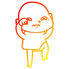 warm gradient line drawing cartoon nervous man