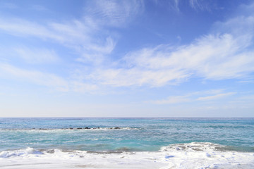 waves on the water of a sandy summer beach