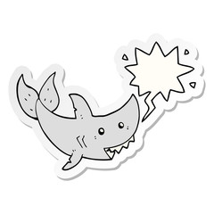 cartoon shark and speech bubble sticker