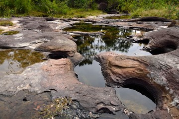 water flow in stone in nature