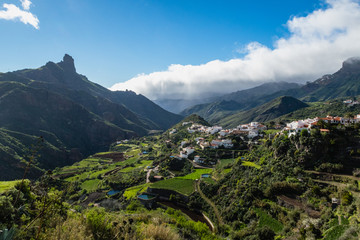 View to a village in the mountains of gran canaria
