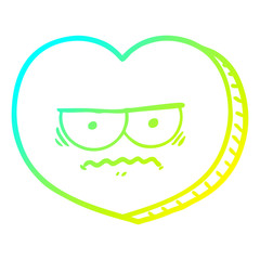 cold gradient line drawing cartoon angry heart
