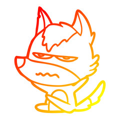 warm gradient line drawing cartoon annoyed wolf