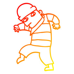 warm gradient line drawing cartoon sneaking thief