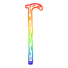 rainbow gradient line drawing cartoon walking stick
