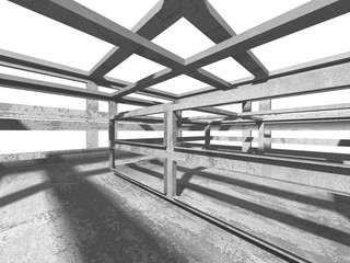 Dark concrete empty room. Modern architecture design