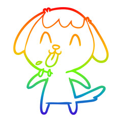 rainbow gradient line drawing cute cartoon dog