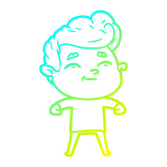 cold gradient line drawing happy cartoon man