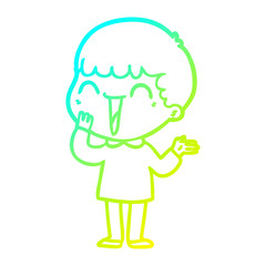 cold gradient line drawing cartoon happy man