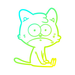 cold gradient line drawing cartoon nervous cat