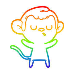 rainbow gradient line drawing cartoon monkey