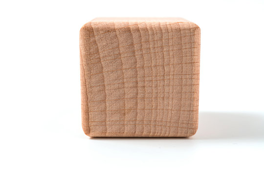 wooden geometric shapes cube isolated on a white background