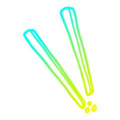 Obraz premium cold gradient line drawing cartoon wooden chopsticks