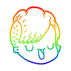 rainbow gradient line drawing cartoon female face