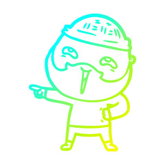 cold gradient line drawing cartoon happy bearded man