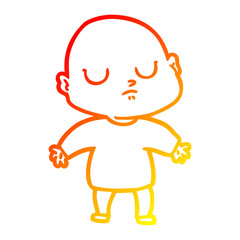 warm gradient line drawing cartoon bald man
