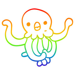 rainbow gradient line drawing cartoon jellyfish