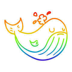 rainbow gradient line drawing cartoon sea whale