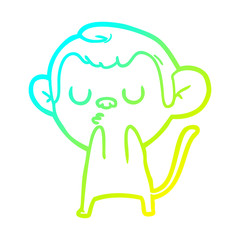 cold gradient line drawing cartoon monkey