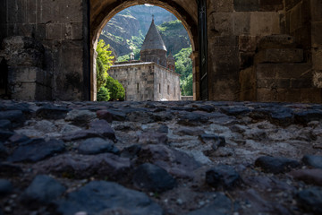Fototapeta premium Geghard, 4th century Armenian Apostolic Church , Goght, Kotayk Province, Armenia. Monastery of Geghard and the Upper Azat Valley