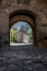 Geghard, 4th century Armenian Apostolic Church , Goght, Kotayk Province, Armenia. Monastery of Geghard and the Upper Azat Valley