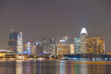 Singapore tall buildings at night