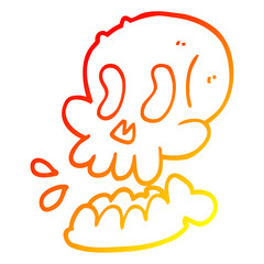warm gradient line drawing funny cartoon skull