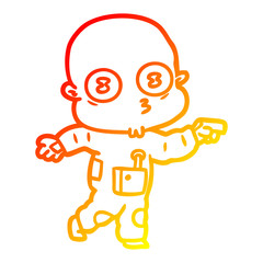 warm gradient line drawing cartoon weird bald spaceman