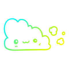 cold gradient line drawing cute cartoon cloud