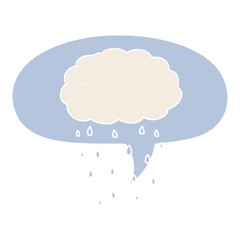 cartoon rain cloud and speech bubble in retro style