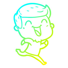 Obraz premium cold gradient line drawing cartoon man laughing