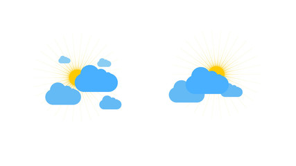 Sunny weather sign icon on white background. Yellow sun illustration
