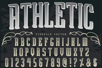  Retro Typography. Striped Typeface. Vector Illustration.
