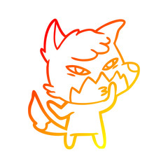 warm gradient line drawing clever cartoon fox