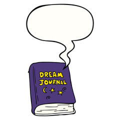 cartoon dream journal and speech bubble