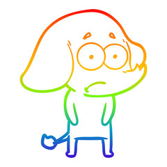 rainbow gradient line drawing cartoon unsure elephant